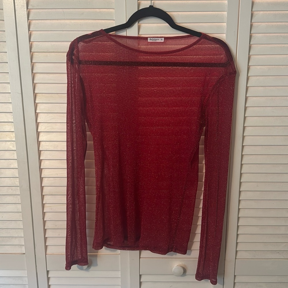 Red Mesh Valentines Top